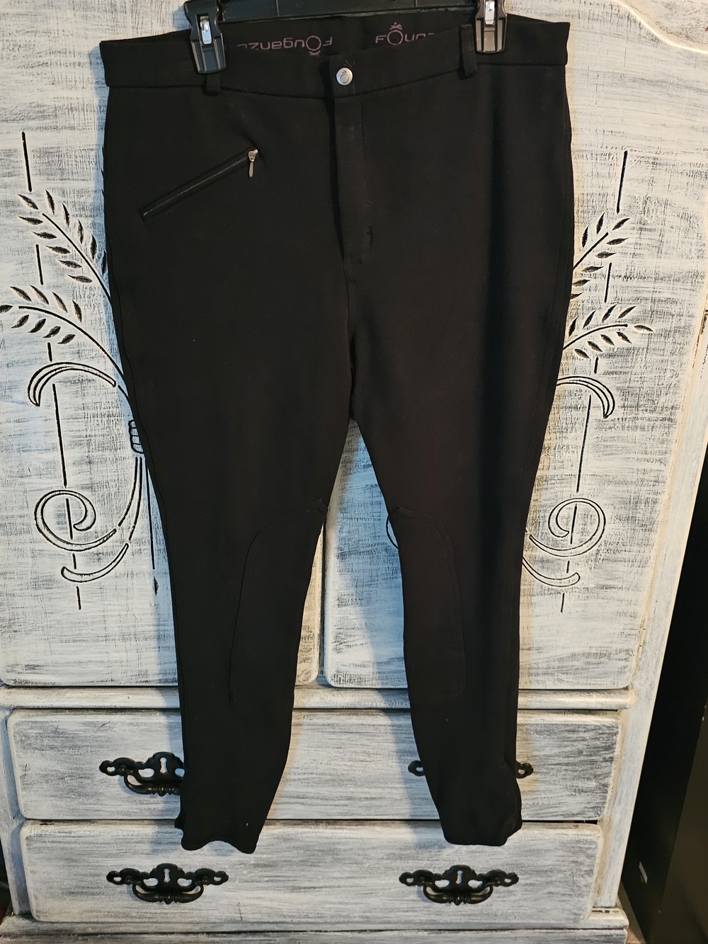 Fouganza Black Women's Stretch Equestrian Riding Pants Size 36